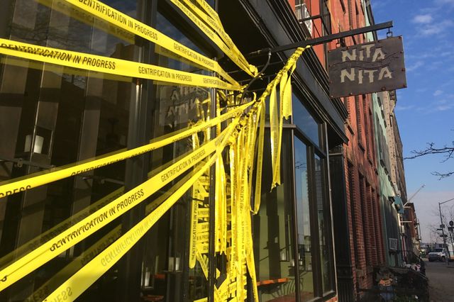 When Nita Nita in Williamsburg closed, "gentrification" tape went up around it.